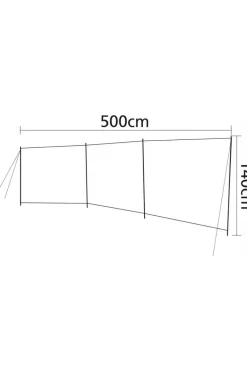 Bo-Camp Voortent Windscherm - Dennis - Met raam - 3-Vaks - 5x1,4 Meter