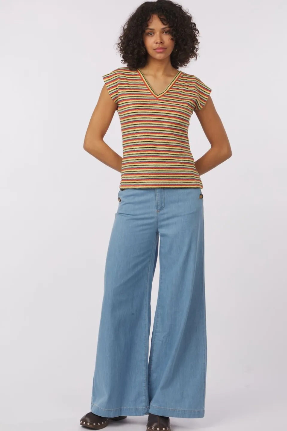 King Louie T-Shirt Double V Top Beebop Stripe