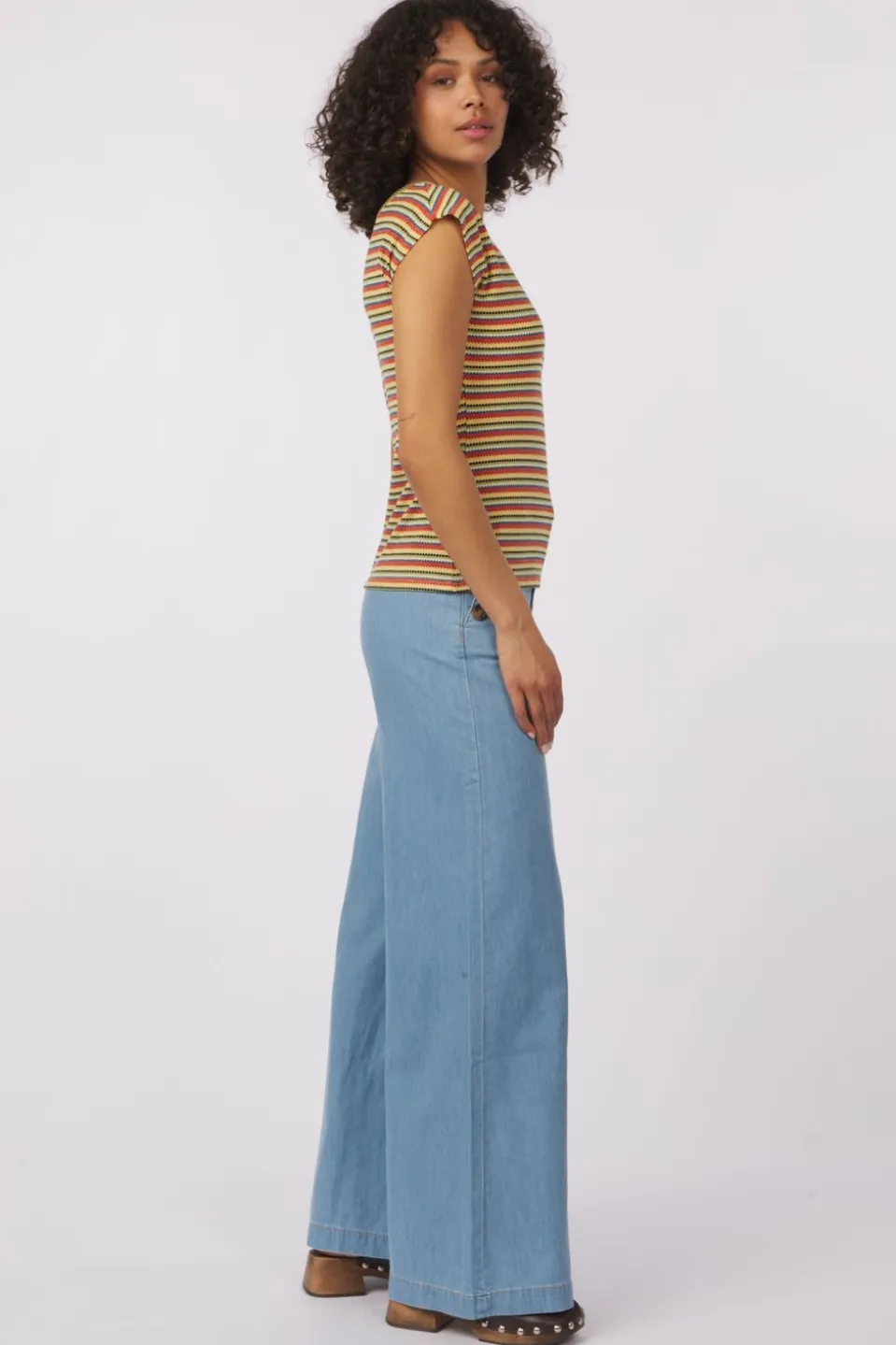 King Louie T-Shirt Double V Top Beebop Stripe