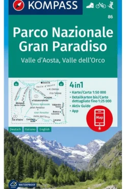 KOMPASS Boek Gran Paradiso Np 86 Gps Wp Kompass Valle D' Aosta D/I/E +Ag
