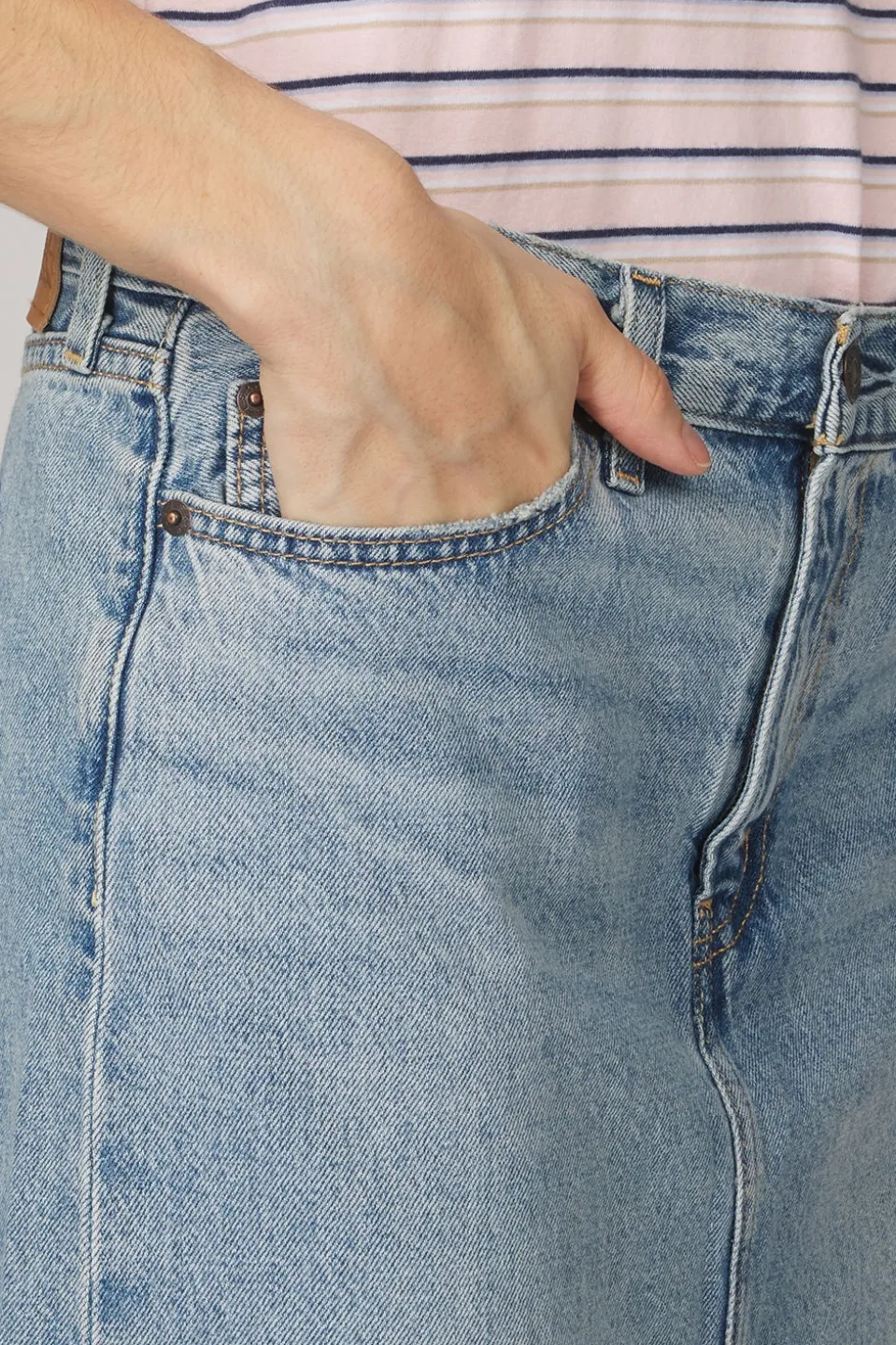 Levi's Rok Ankle Column Skirt Med Indigo - Worn In