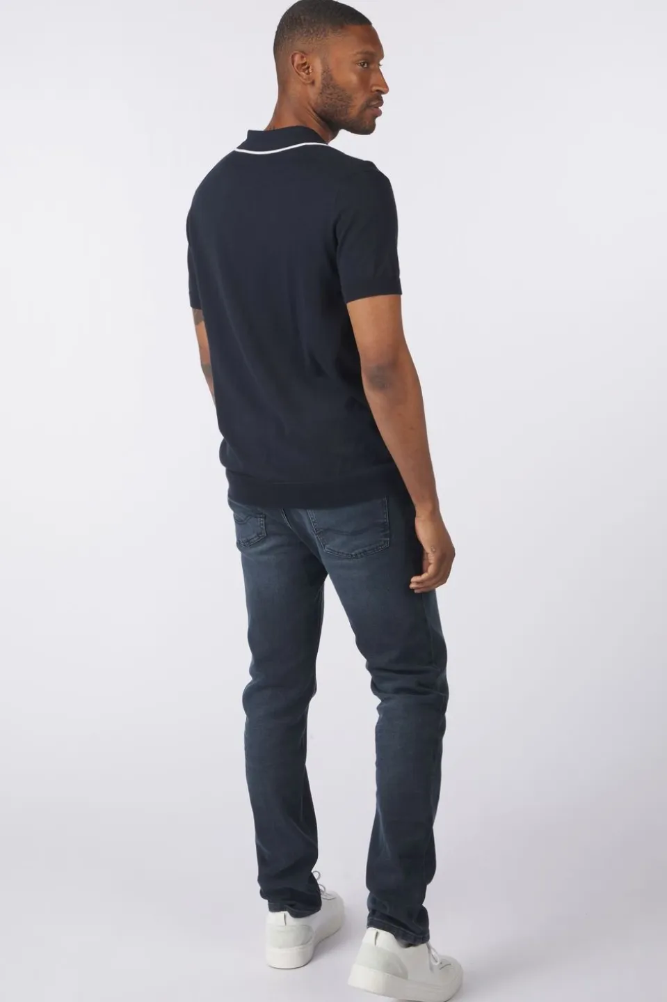 Lyle & Scott Polo Tipped Knitted Open Collar Tonal