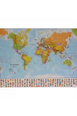 Maps International Monde pol. gepl. met latjes +vlaggen mi