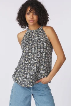 Marc O'Polo Blouse Woven Top, Flared Shape, Bow At Back, Print