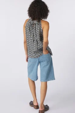 Marc O'Polo Blouse Woven Top, Flared Shape, Bow At Back, Print