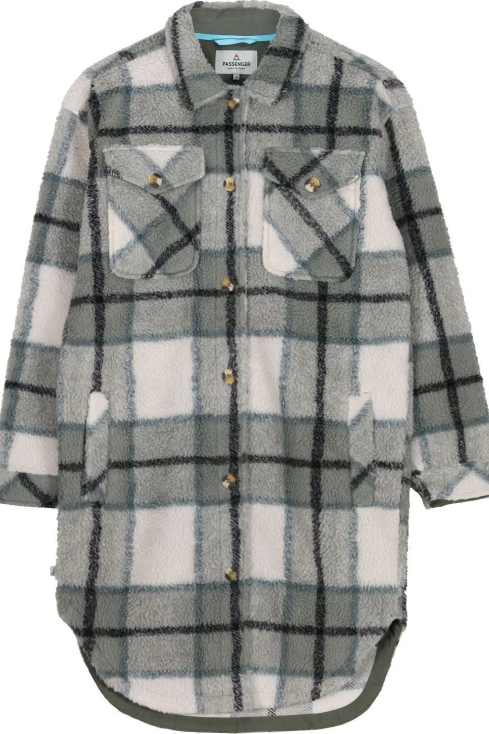Passenger Clothing ltd Fleece Cloudy Recycled Sherpa Longline Fleece Shirt