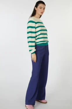 Pom Amsterdam Trui Striped Fresh Green