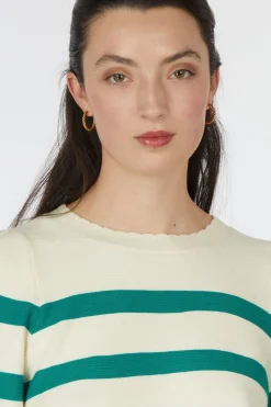 Pom Amsterdam Trui Striped Fresh Green