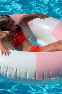 Sunnylife Speelgoed Luxe Tube Pool Ring Stole My Heart Pink Stripe