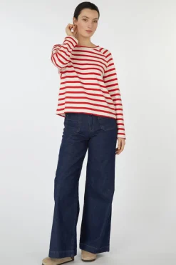 Tom Tailor Trui Striped Boxy T-Shirt With Buttons
