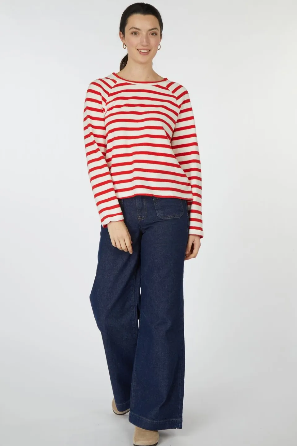 Tom Tailor Trui Striped Boxy T-Shirt With Buttons
