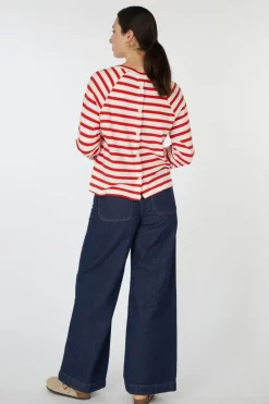 Tom Tailor Trui Striped Boxy T-Shirt With Buttons