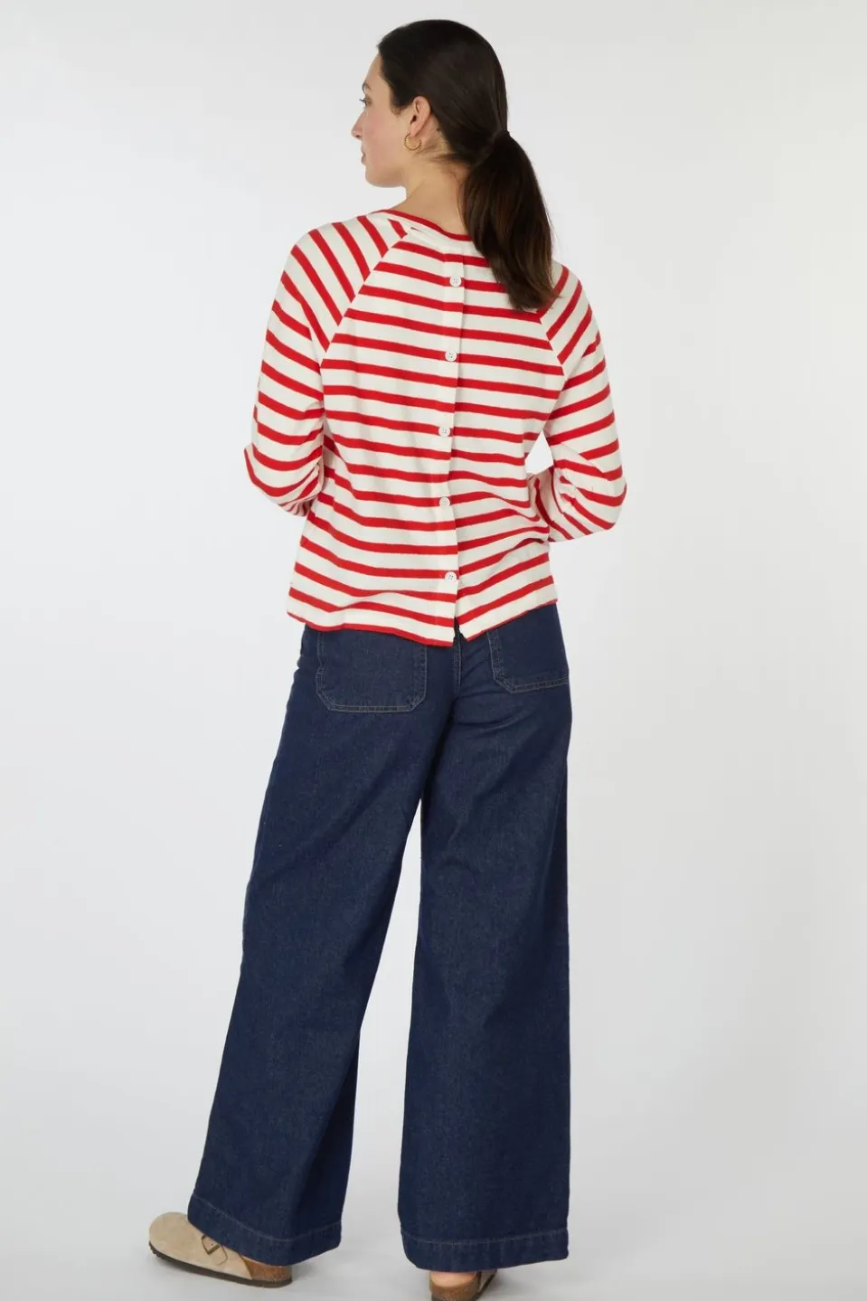 Tom Tailor Trui Striped Boxy T-Shirt With Buttons