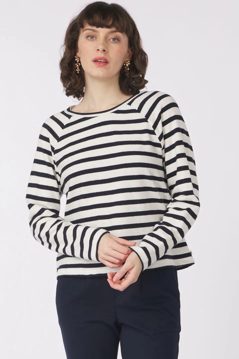 Tom Tailor Trui Striped Boxy T-Shirt With Buttons