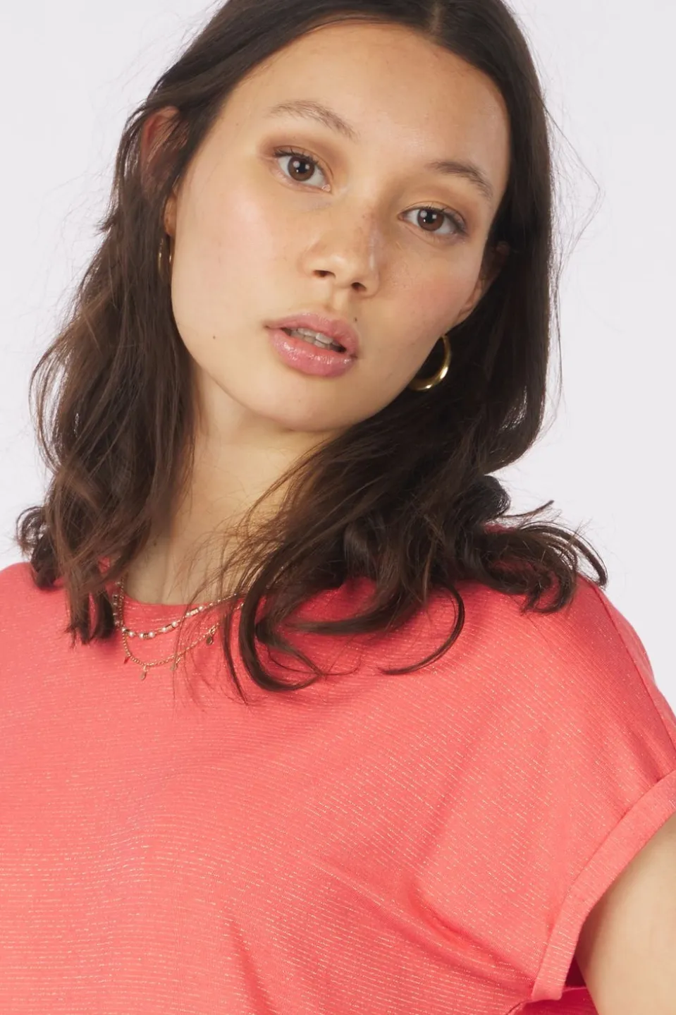 Vero Moda T-Shirt Lava Plain Lurex Strip