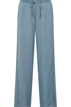 Yaya Broek Chambray Wide Leg With Elastic Waist