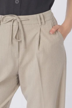 Yaya Broek Woven Pistripe Wide Leg With Belt And Cor