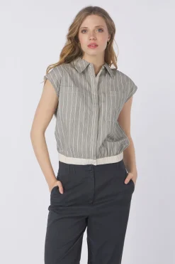 Yaya Hemd Sleeveless Blouse W. Elastic Waistband